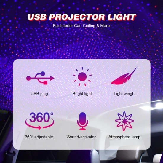 USB Car Roof Light Projector with Music Sync Mode- (Dual Color Projection) 3 Projection Modes USB Car Roof Light Projector with Music Sync Mode- (Dual Color Projection) 3 Projection Modes