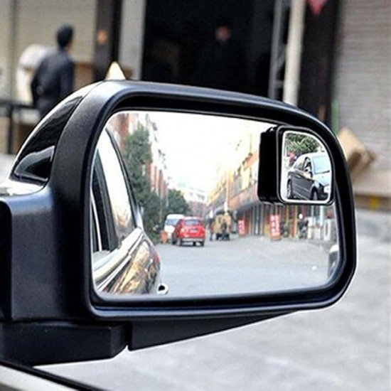 Wide Angle Blind Spot Convex Mirror (Pack of 2) Chrome & Black Wide Angle Blind Spot Convex Mirror (Pack of 2) Chrome & Black