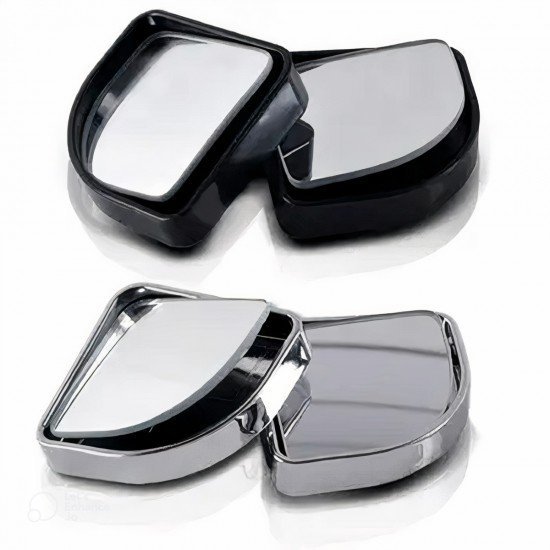 Wide Angle Blind Spot Convex Mirror (Pack of 2) Chrome & Black Wide Angle Blind Spot Convex Mirror (Pack of 2) Chrome & Black